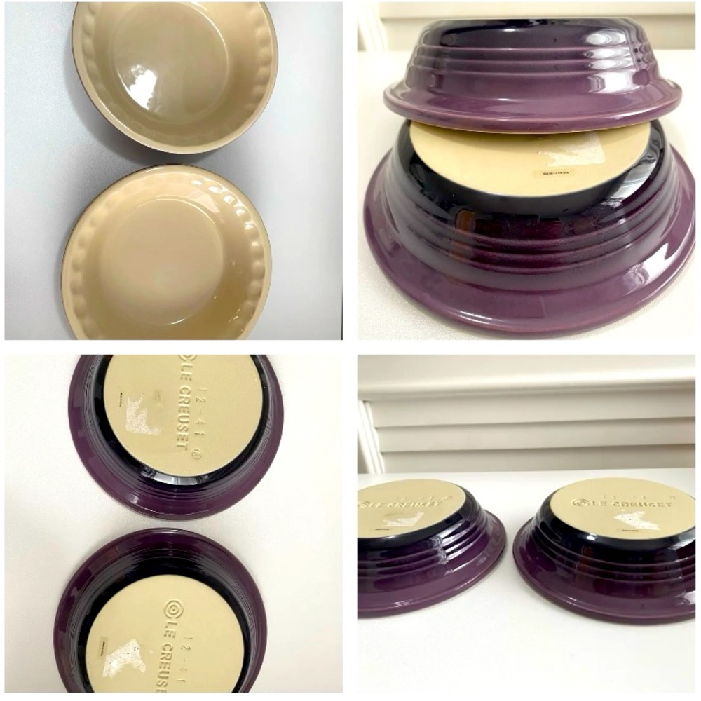 New Le Creuset Heritage Pie Plates/Dishes Set of 2 Cassis